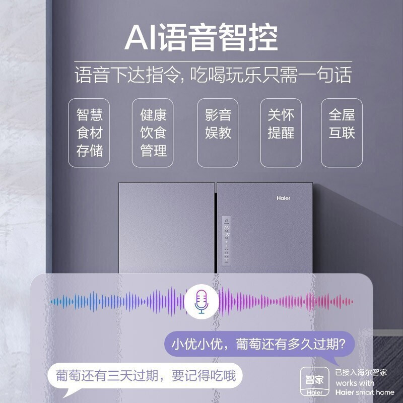 海尔(Haier)十字对开门冰箱家用电冰箱656升大容量智享系列双变频智能控制BCD-656WGHTDV9N9U1