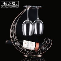 红酒杯架倒挂酒架家用不锈钢创意高脚杯架葡萄酒杯架酒欧式摆件_1 月亮船（古铜色）
