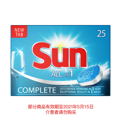 阳光(SUN)洗碗机专用三合一洗涤块清香型438g(25块)[部分商品有效期至2021年5月15日,介意者请勿购买]