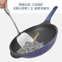 新思特宝石蓝国潮系列-炒锅3413-B不粘锅炒菜家用麦饭石平底锅一锅多用燃气灶电磁炉通用