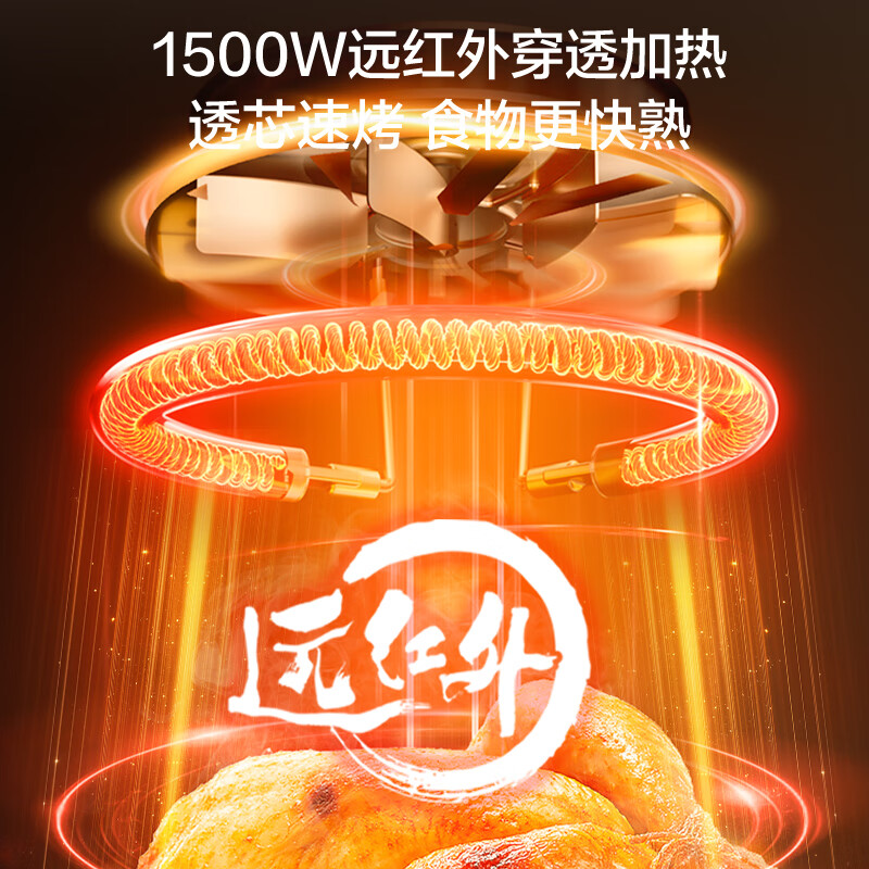 苏泊尔(SUPOR)空气炸锅远红外穿透加热可视家用6L大容量不用翻面薯条机蒸汽嫩炸多功能电炸锅 6L高清大图