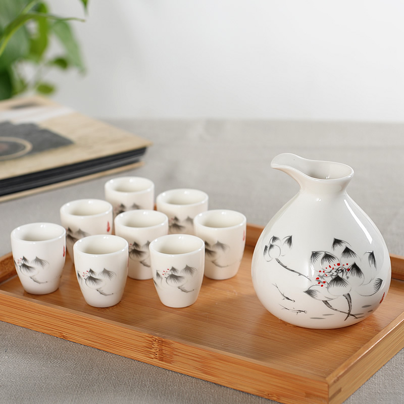酒杯套装 陶瓷酒具 烈酒杯 白酒酒杯 分酒器 创意清酒壶 小酒盅(请先与客服确认再)