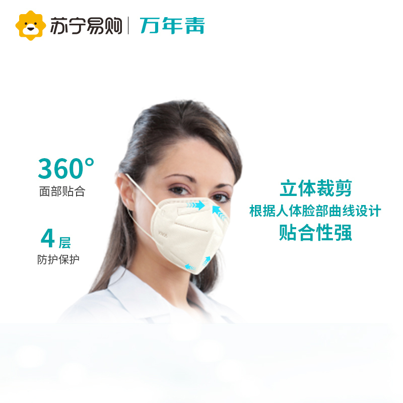 LSPG 万年青制药一次性口罩KN95 口罩60只(独立包装1包1只)立体防护不含呼吸阀