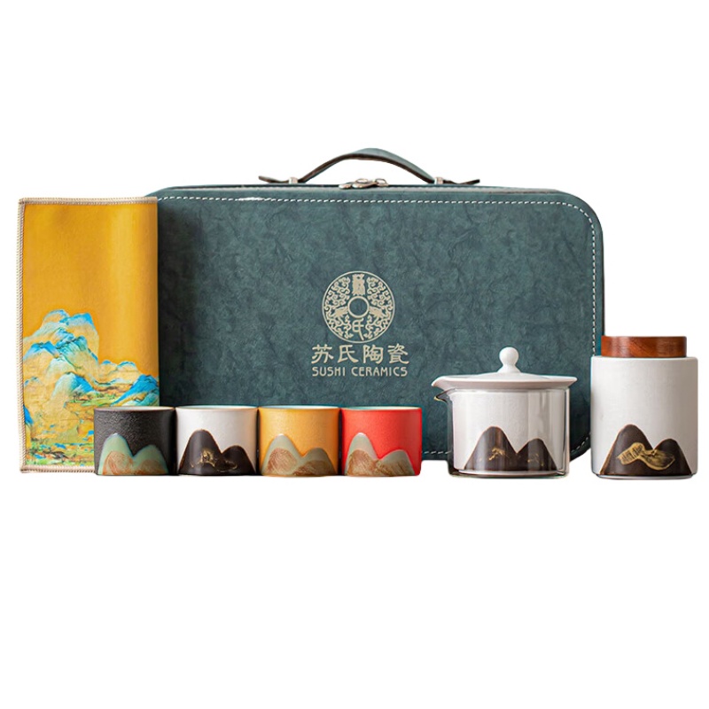 苏氏陶瓷/SUSHI CERAMICS J0972 千里江山行云壶套装雅白 (单位:套)