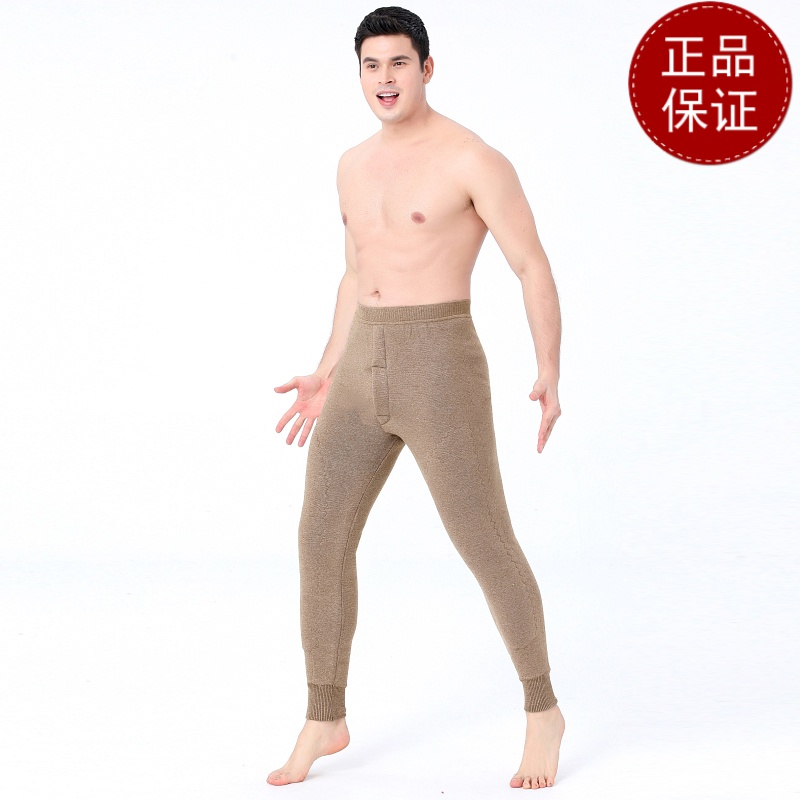 免费试穿 羊毛裤男士加绒加厚保暖裤羊绒打底裤女冬东北高腰护膝中老年棉裤2024冬装新款羊毛保暖裤男大码内穿毛裤加绒裤 男士驼色 165(M)