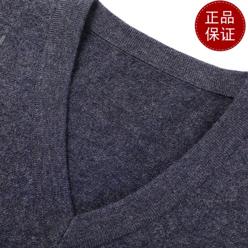 免费退换 男士羊绒背心马甲V领春秋针织打底羊毛衫大码宽松鸡心领无袖毛衣山羊绒不褪色保暖舒适全羊毛新品特价大牌同款图片