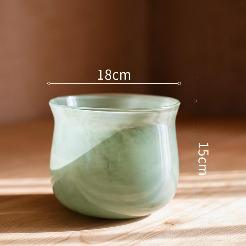 家柏饰(CORATED)汝海广口花瓶花器花尊玻璃器皿水培绿萝艺术手工摆件 汝海瓶(小)高清大图