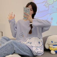 长袖长裤睡衣女春秋款纯棉夏天可爱女款女孩初中生家居服2025新款 M QGL-8013