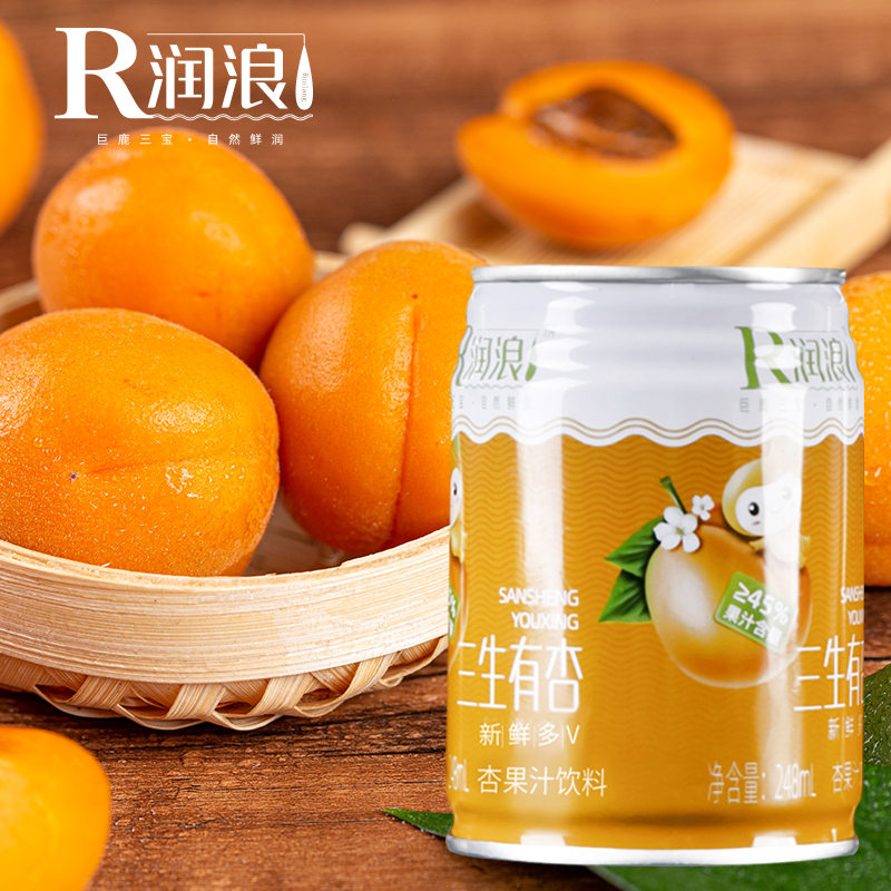[润浪]银花甜杏枸杞原浆浓缩果汁饮料果味易拉罐248ml*8瓶装