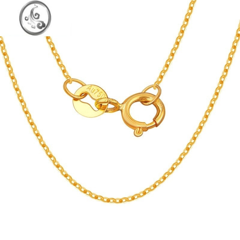 jimi彩金金项链女au750玫瑰金锁骨链闪o字链百搭细链素链可调节