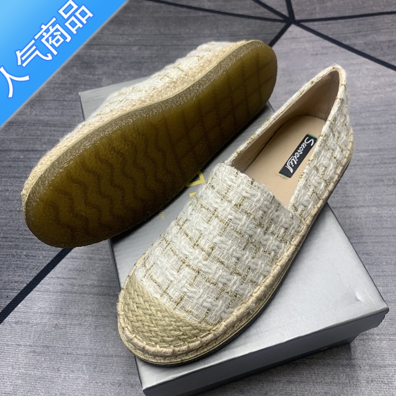 SUNTEK小香风渔夫鞋女2023新款春夏透气一脚蹬懒人厚底乐福鞋平底单鞋女高清大图