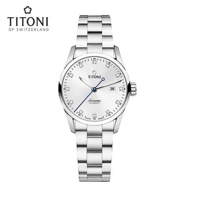 Titoni瑞士梅花手表女自动机械表时尚日历情侣表空中霸王系列23743S-581 23743S-581