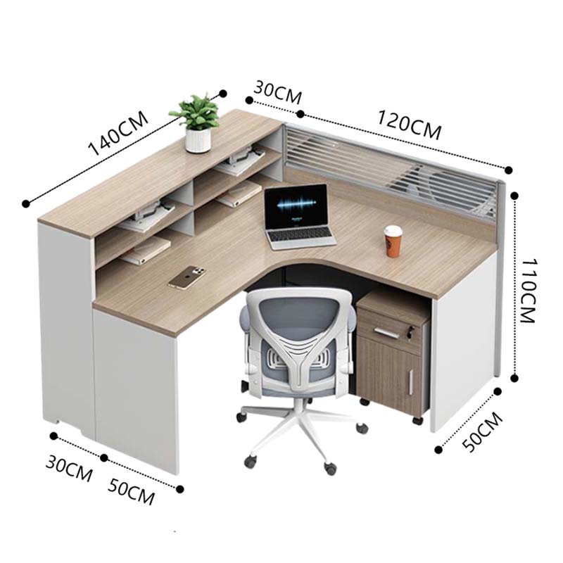 铭威盾职员办公桌员工位转角l型卡座电脑桌简约办公室桌椅组合F型单人位+活动柜+椅子高清大图
