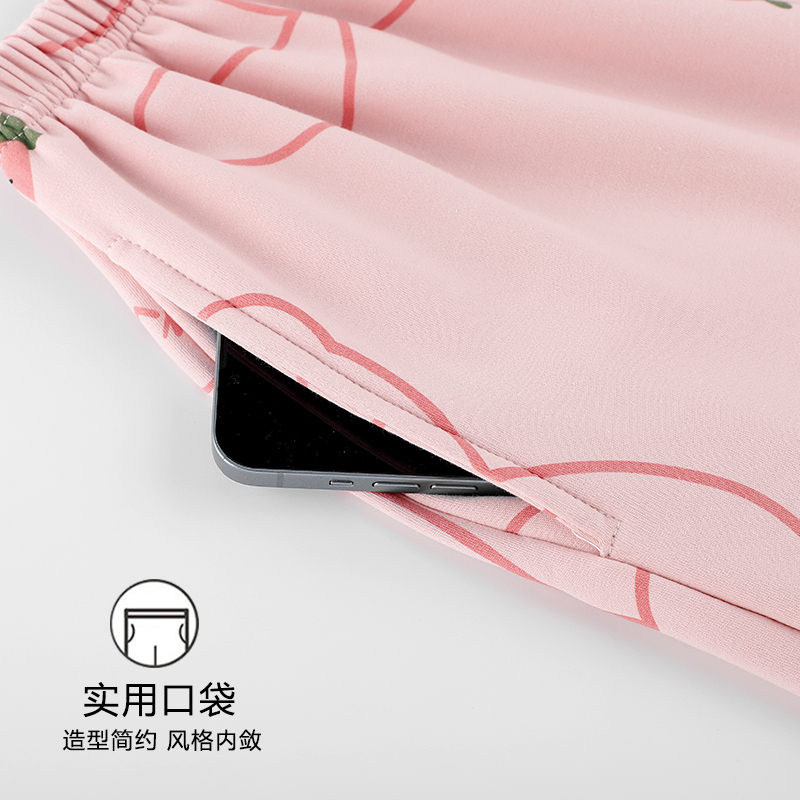 浪莎睡衣女夏季纯棉薄款短袖短裤可爱夏天休闲可外穿家居服两件套
