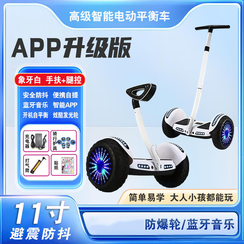 ZJLQ户外运动智能电动双轮代步平衡平行车-10寸豪华版黑色腿控套装高清大图