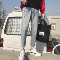 修身裤子男九分裤牛仔裤韩版潮流秋季百搭男士小脚裤男裤文艺男裤