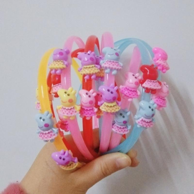 女童蝴蝶结头箍学生布艺发卡韩版宝宝女带齿防滑头饰小猪佩奇款视频