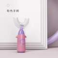 儿童u型牙刷手动宝宝1-2-3-6岁以上小孩刷牙神器硅胶U形牙刷3759 小号牙刷【1-5岁】 粉红色