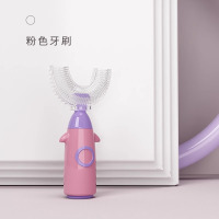 儿童u型牙刷手动宝宝1-2-3-6岁以上小孩刷牙神器硅胶U形牙刷3759 大号U型牙刷+同款替换刷头*2个 粉红色