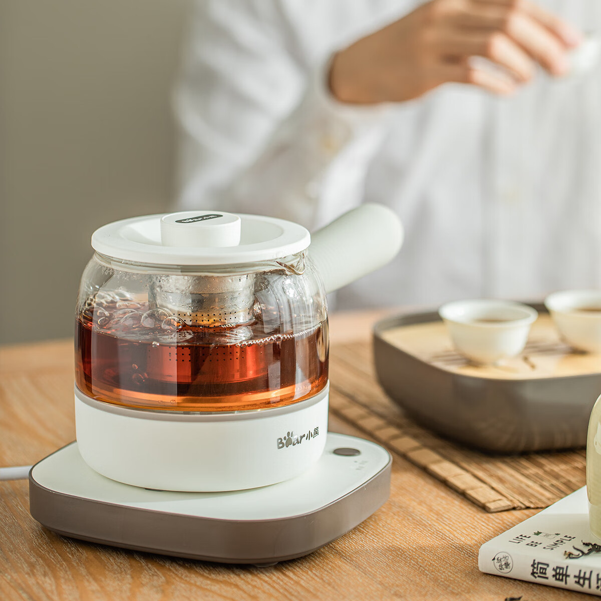 小熊(Bear)煮茶器ZCQ-A05S1 配茶具养生壶煮茶壶0.5L便携式烧水壶旅行家 咖色高清大图