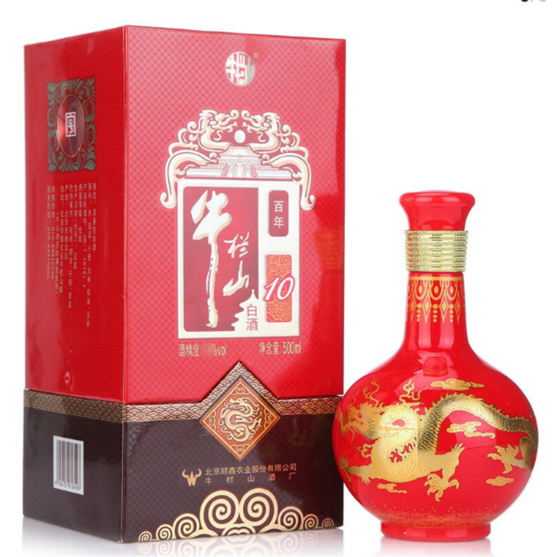 牛栏山 百年红系列 百年二锅头陈酿红瓶喜酒 牛栏山红10年十年38度500ml*6瓶整箱装
