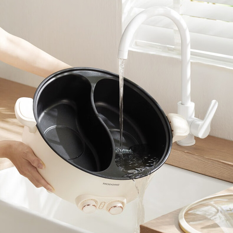 摩动电火锅8L鸳鸯双区独立控温一冲即净MD-HGE08高清大图