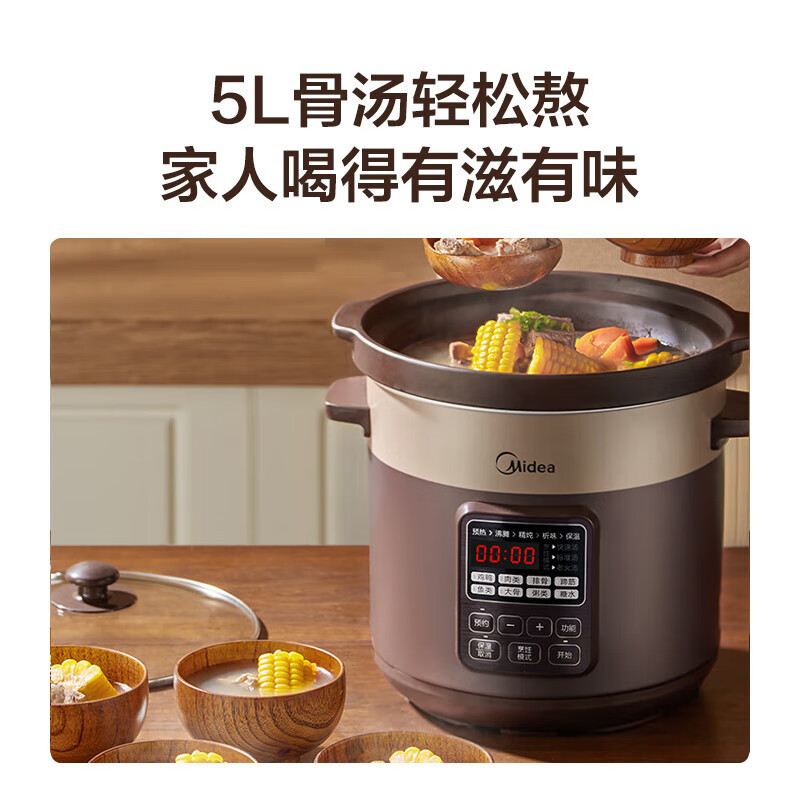 美的(Midea)电炖锅 电砂锅 电炖盅 炖汤盅煲汤锅 燕窝炖盅 5L大容量 年货送礼赠老人送长辈DG50Easy201