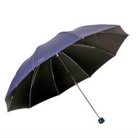 全日安 G-0137 加大加固黑胶三折钢杆钢骨商务晴雨伞藏青