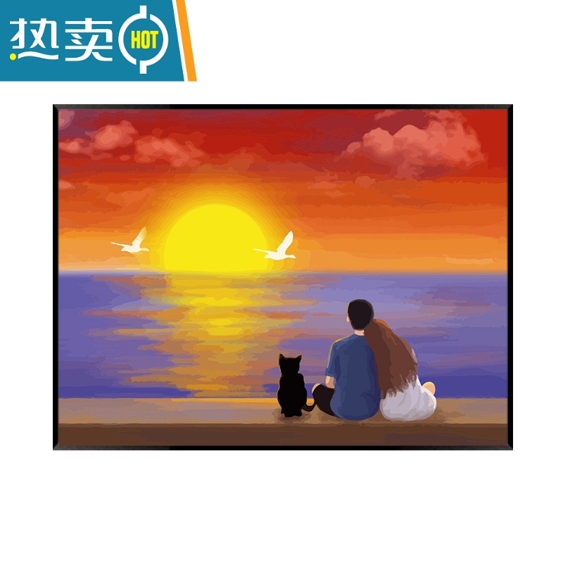 敬平diy数字油画风景日出填充填色丙烯画手工绘画减压油彩客厅装饰画装饰画高清大图