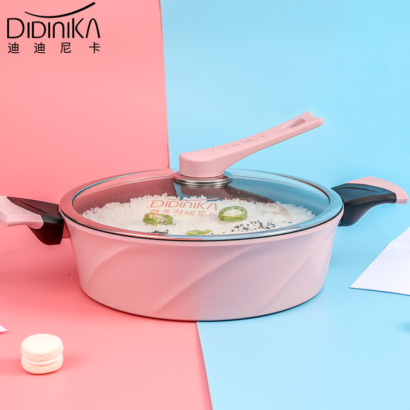 迪迪尼卡(Didinika)2019新款28cm浅汤锅家用麦饭石不粘锅多功能双耳煮锅