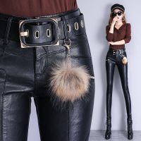 加绒/不加绒皮裤女高腰2021秋冬新款打底裤外穿紧身小脚裤子长裤