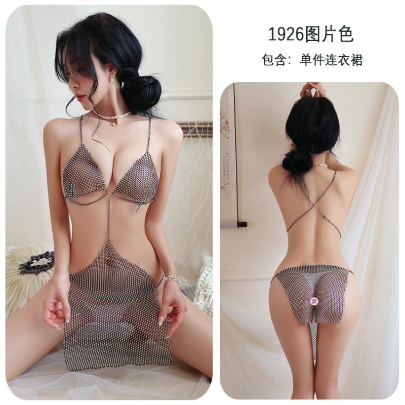 长夜漫漫情趣内衣性感渔网链条透明诱惑连衣裙闪亮夜店制女服1926mr高清大图