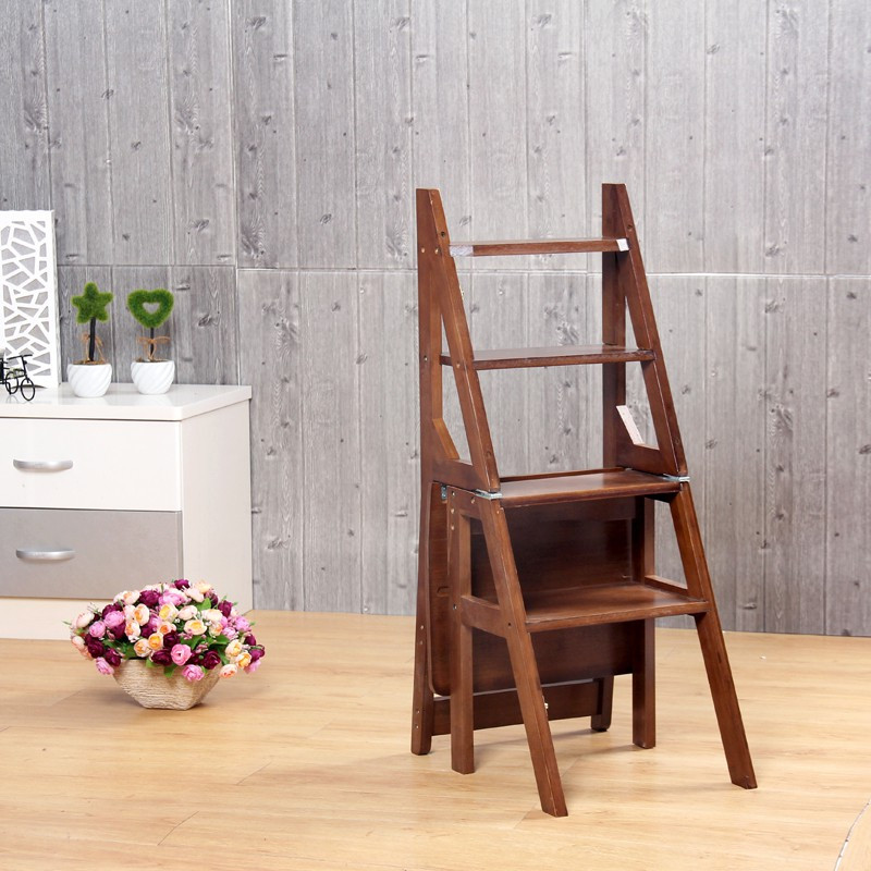 新款楠竹多功能梯凳家用折叠实木梯子楼梯椅子室内梯凳