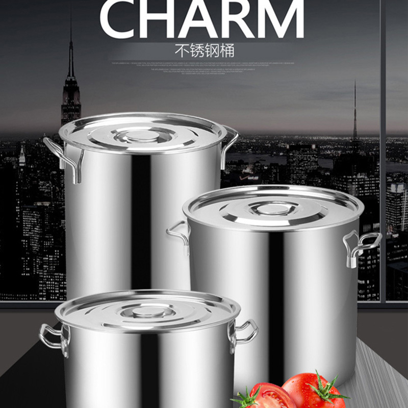 瓦图 电磁炉用 不锈钢复合底汤桶 40*40圆桶带盖汤锅 1个装高清大图