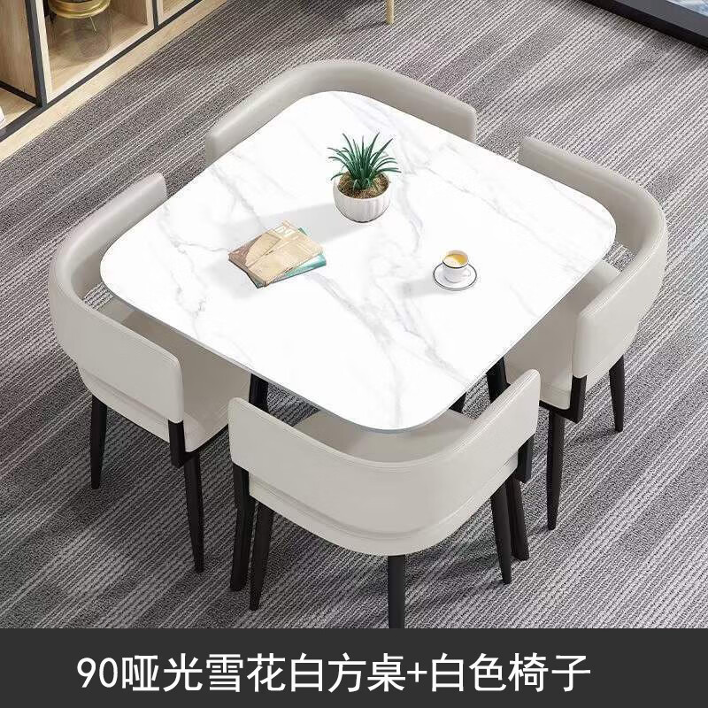 晋舰洽谈桌简约奶茶店桌椅组合休息区谈判桌会客接待桌方桌组合六高清大图