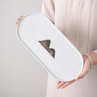 苏氏陶瓷(SUSHI CERAMICS)手绘釉画彩千里江山四色杯温茶套装干泡盘雅白文创伴手礼套组