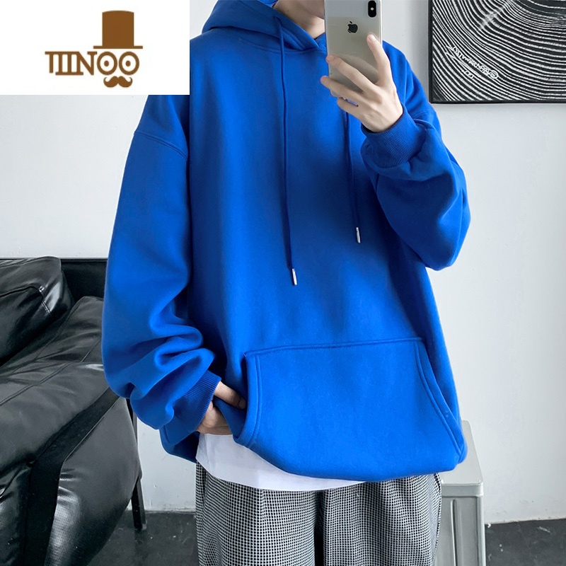 YANXU纯色连帽卫衣男2023新款美式潮牌oversize男生上衣外套高清大图