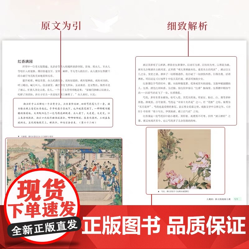 [ 赠《红楼梦》人物关系图以及精美书签]红楼游园一器一物 孙温绘红楼 曹雪芹 大观园 经典文学解读 中国古典园林 古画解高清大图