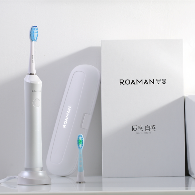 罗曼(ROAMAN)RM-8872电动牙刷5档护齿模式无线感应充电式成人智能亮白声波震动家用软毛牙刷电动牙刷粉色