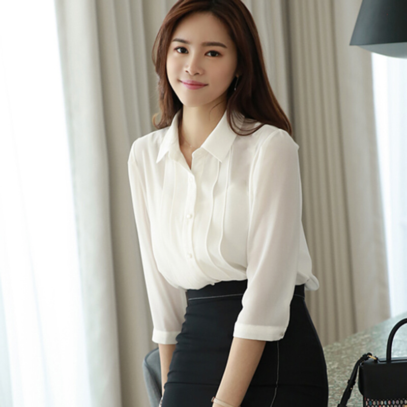 白色衬衫女中袖夏修身免烫商务正装衬衣职业工作服公务员面试服装