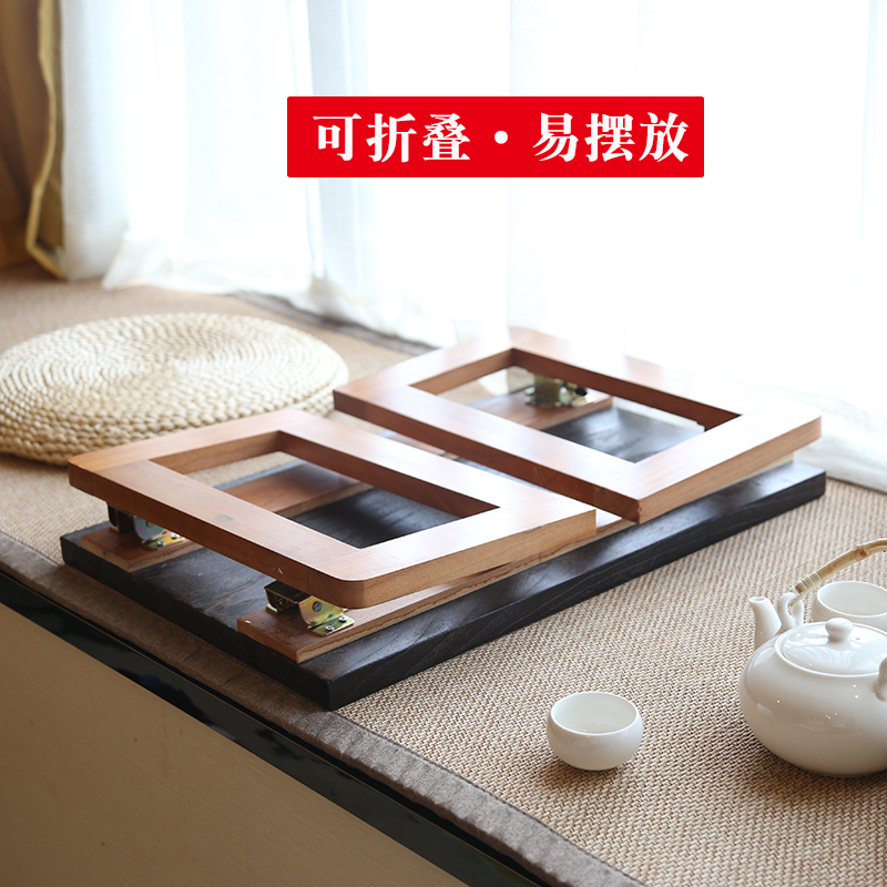 日式折叠桌飘窗小桌子榻榻米炕桌炕几地台桌阳台茶几茶桌小电脑桌_2 70*45*30cm【中号】