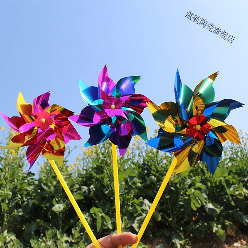 diy风车儿童玩具塑料薄片小风车广场户外创意风车幼儿园地摊玩具 薄片