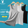 花花公子背心男士内穿100%纯棉打底汗衫运动跨栏夏季全棉老头衫D棉