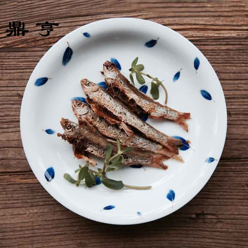 鼎亨原创手绘釉下彩青花餐具景德镇陶瓷餐具菜盘圆盘中式家用