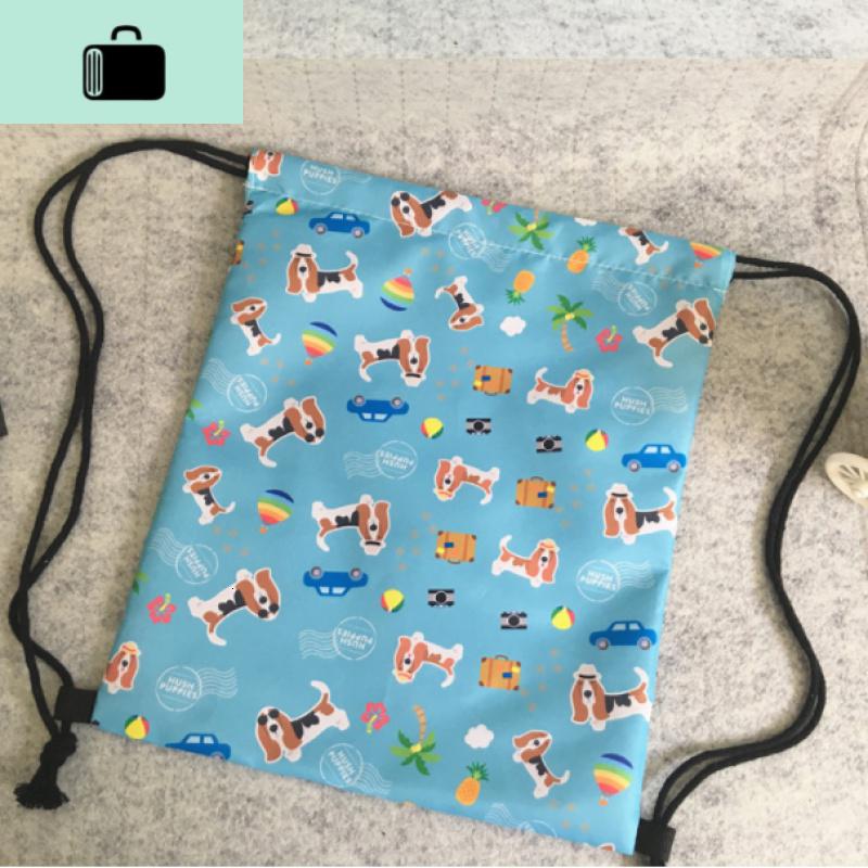 原创个性帆布束口袋抽绳双肩包男女束口包学生书包抽绳包简易背包NEW LAKE 小狗涤纶双层有内袋