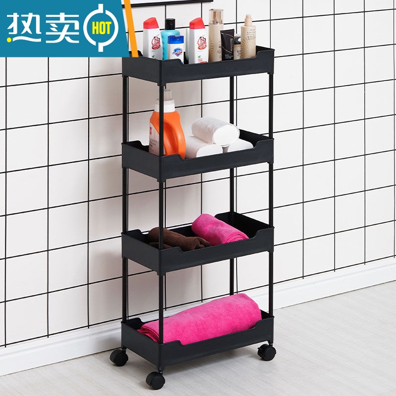 敬平小推车厨房置物架收纳架子卧室卫生间可移动零食车多层落地调料架高清大图
