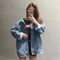 牛仔外套女春秋装新款宽松学生韩版原宿风薄款上衣短外套 牛仔外套-浅蓝 XL码：建议体重115-125斤