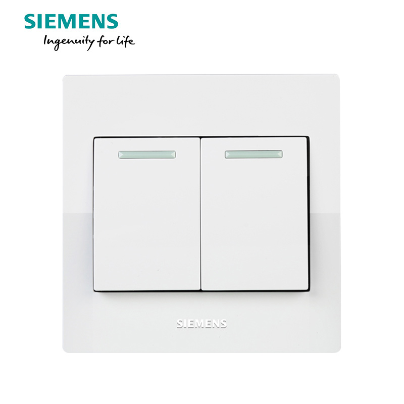 西门子（SIEMENS）开关插座 悦动雅白系列二开单控带荧光5TA80223NC01高清大图