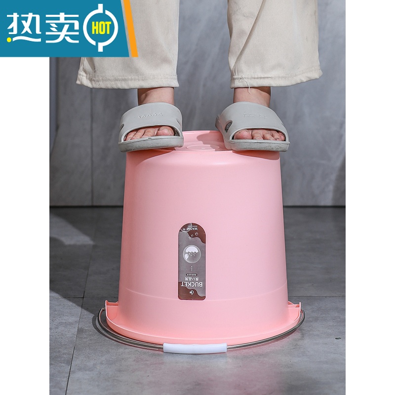 敬平水桶家用储水用塑料手提桶塑料桶圆桶桶学生宿舍用洗衣桶洗澡桶大 加厚中号[蓝色]水桶高清大图