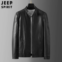 JEEPSPIRIT吉普立领皮衣男夹克外套春秋水洗皮夹克修身帅气男装_520 XXL 黑色